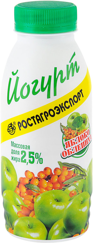 Йогурт Ростагроэкспорт питьевой яблоко-облепиха 2.5%, 290мл