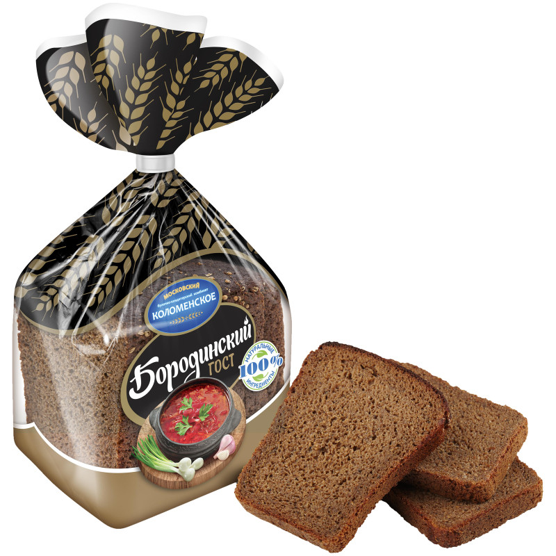 Хлеб Коломенское Бородинский нарезка, 400г — фото 1