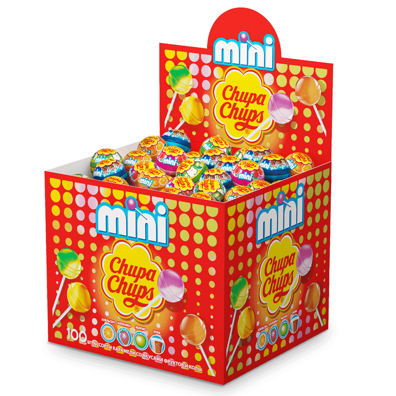 Карамель Chupa Chups Mini со вкусом клубники яблока апельсина колы, 600г — фото 1