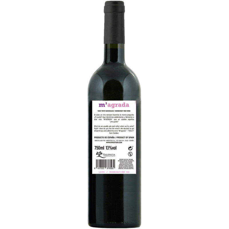 Вино M'Agrada ординарное красное полусладкое, 750мл — фото 1