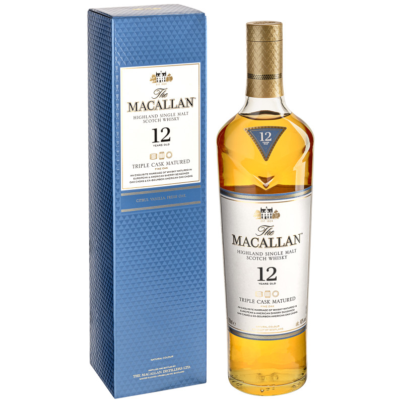 Виски The Macallan Трипл Каск Мэйчурд 12-летний 40% в подарочной упаковке, 700мл