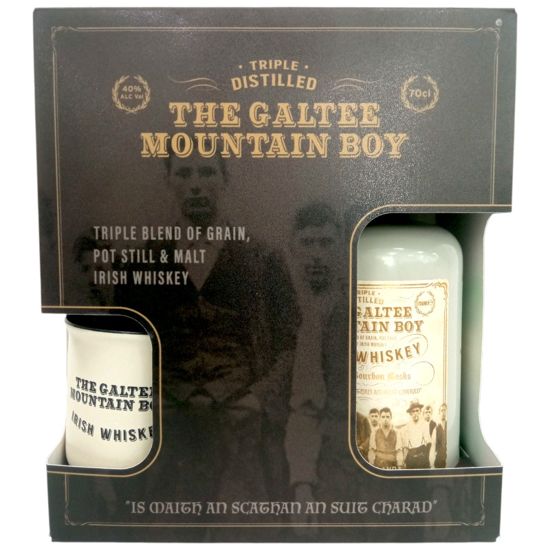 Виски The Galtee Mountain Boy Irish Whiskey ирландский купажированный 40%, 700мл + 1 кружка