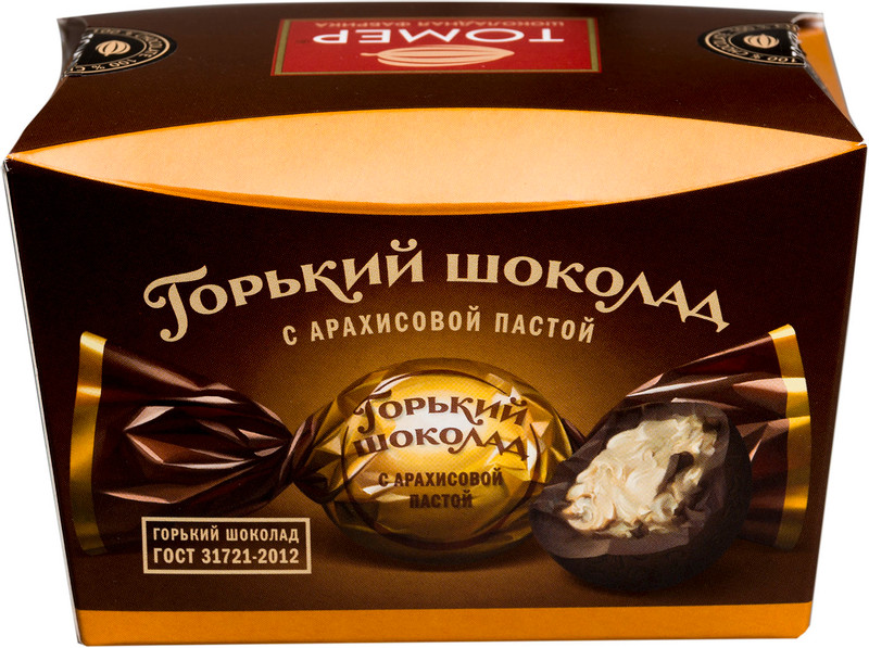 Конфеты Томер Горький шоколад с арахисовой пастой, 150г — фото 1