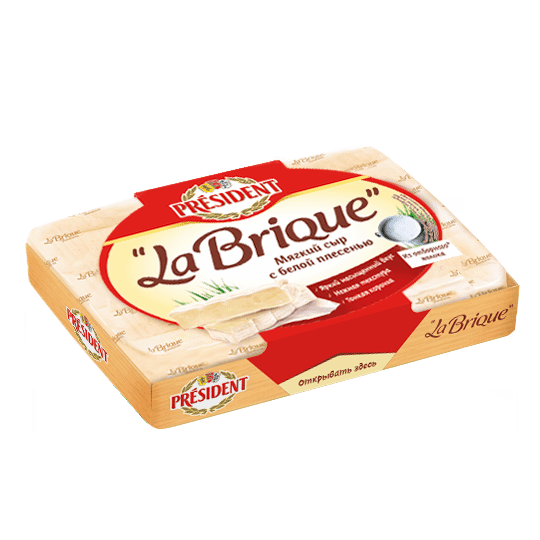 Сыр мягкий President La Brique с белой плесенью 45%, 200г
