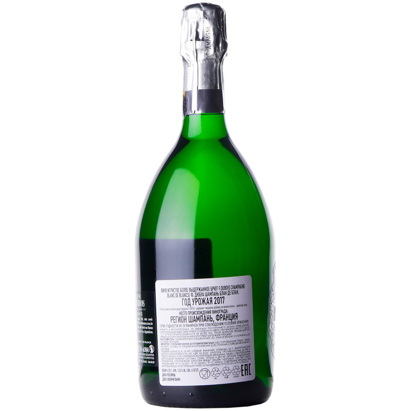 Вино F. Dubois Blanc de Blancs Champagne AOC игристое белое брют в п/у 12%, 750мл — фото 1