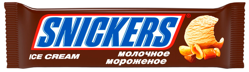 Мороженое Snickers молочное с карамелью и арахисом, 48г