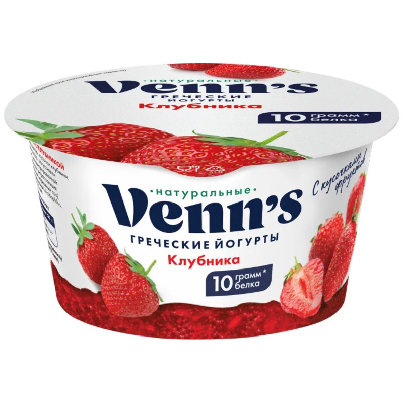 Йогурт Venns греческий клубника обезжиренный 0.1%, 130г — фото 2