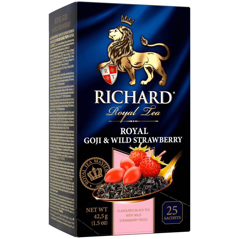 Чай чёрный Richard байховый с гибискусом, кусочками земляники и ароматом ягод годжи, 25х1,7г — фото 2