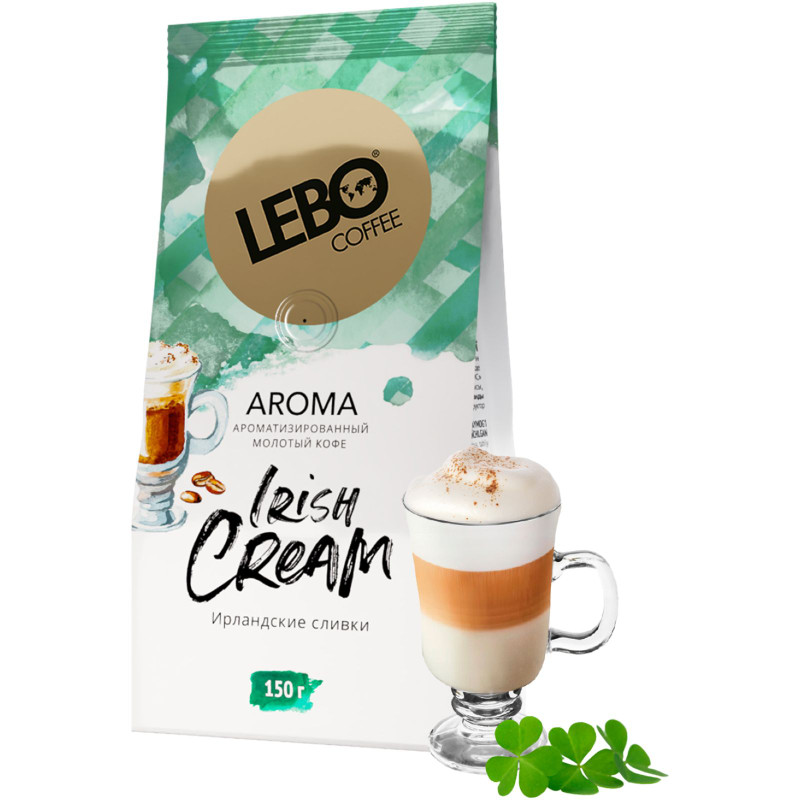 Кофе Lebo Irish Cream натуральный жареный молотый с ароматом ирландских сливок арабика, 150г — фото 1