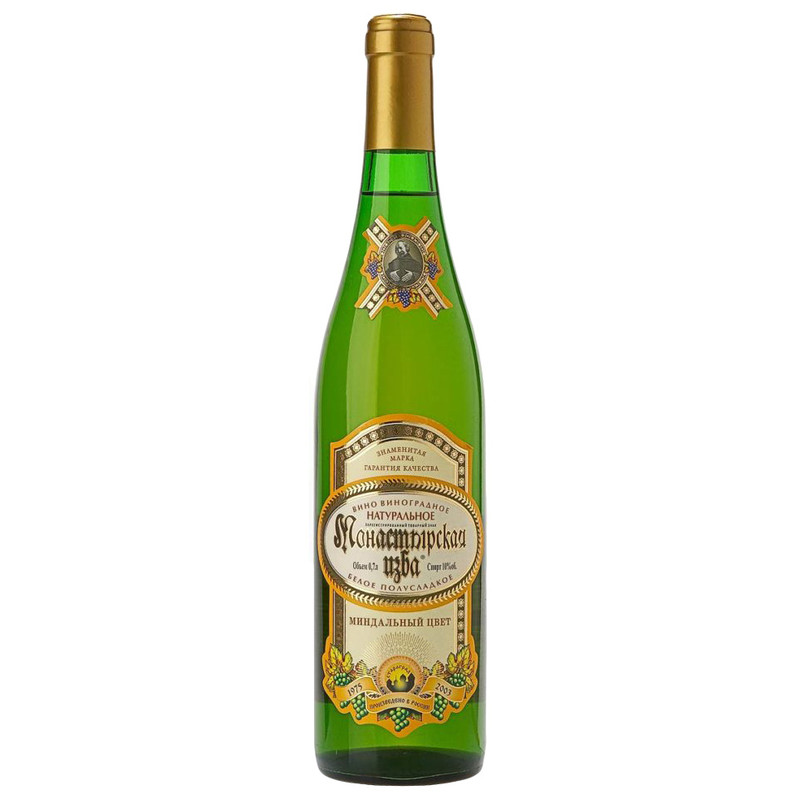 Вино Монастырская изба Миндальный цвет белое полусладкое, 700мл