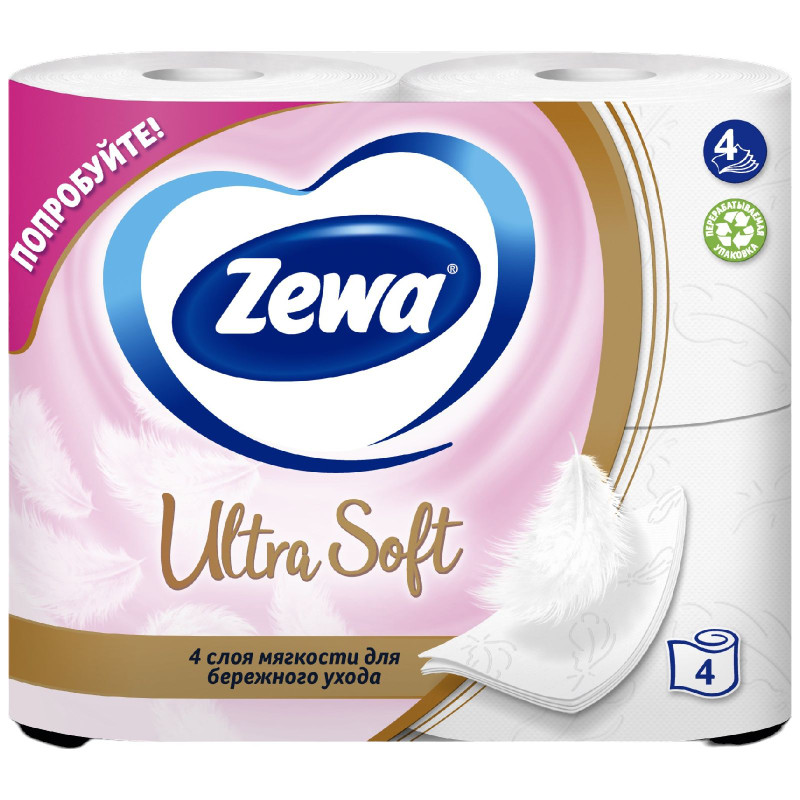 Туалетная бумага Zewa Ultra Soft 4 слоя, 4шт — фото 1