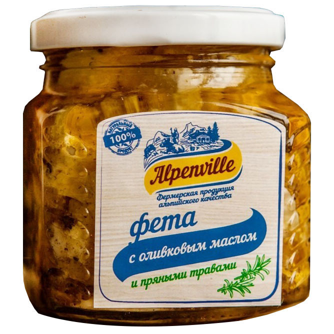 Сыр Alpenville Фета с оливковым маслом и пряными травами 35%, 275г