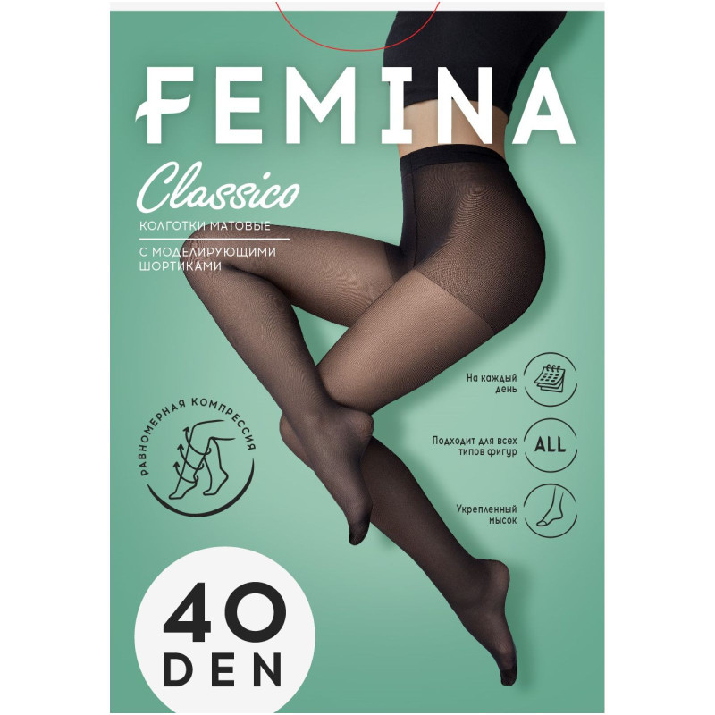 Колготки Femina Classico с шортиками 40den р4-L - купить с доставкой в  Самаре в Перекрёстке