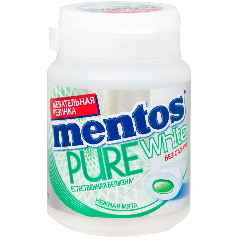 Жевательная резинка Mentos Pure White Нежная мята, 54г — фото 1