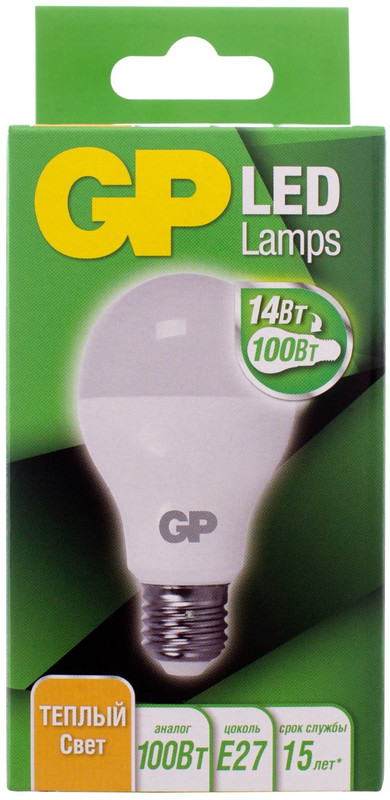 Лампа светодиодная GP LED A60 E27 27K 2CRB 14W тёплый свет — фото 4
