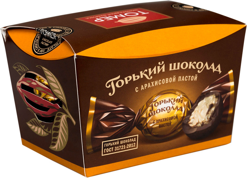 Конфеты Томер Горький шоколад с арахисовой пастой, 150г