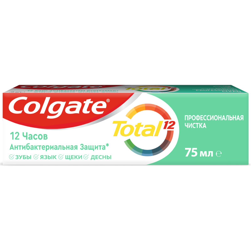 Зубная паста Colgate Total 12 Профессиональная Чистка гель для защиты всей полости рта, 75мл — фото 1
