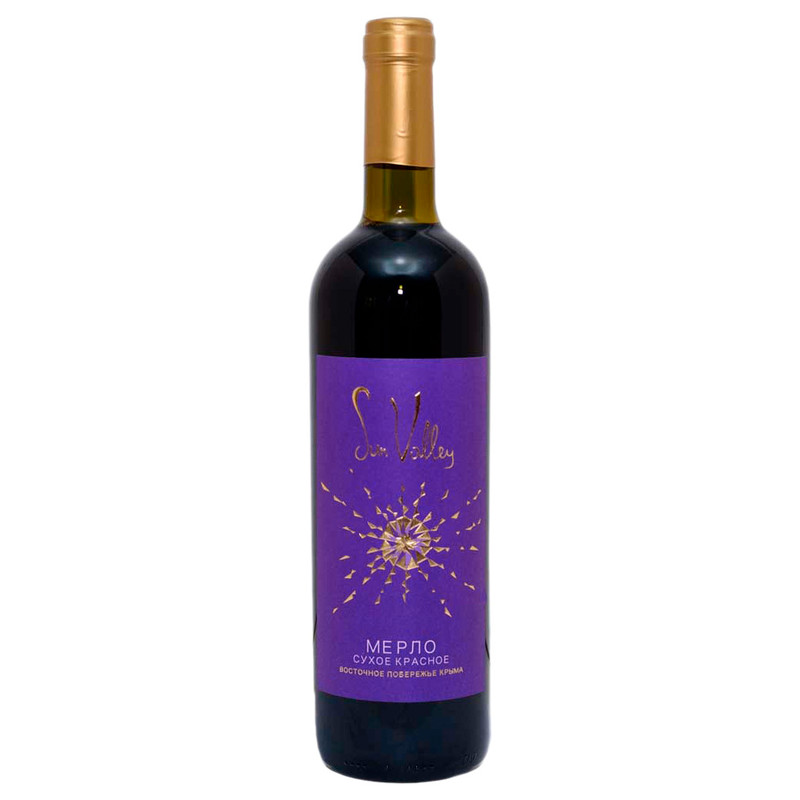 Вино Мерло Солнечной Долины красное сухое 13%, 750мл