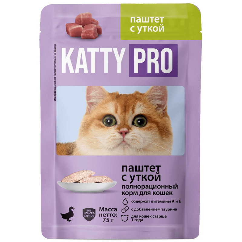 Корм Katty Pro Паштет с уткой, 75г