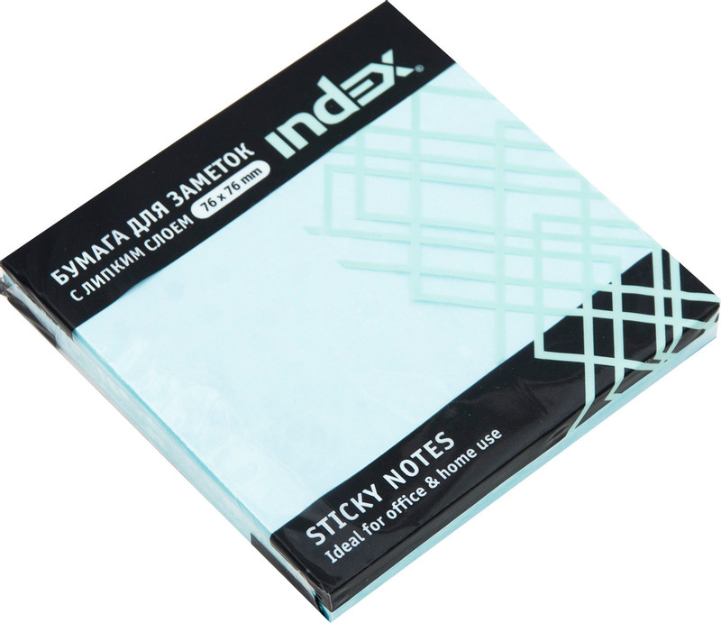 Бумага для заметок Index с липким слоем 76x76 мм в ассортименте 100 листов