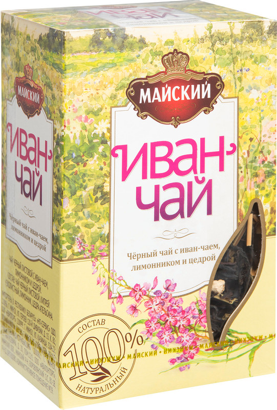 Чай Майский Иван-чай чёрный с лимонником и цедрой листовой, 75г