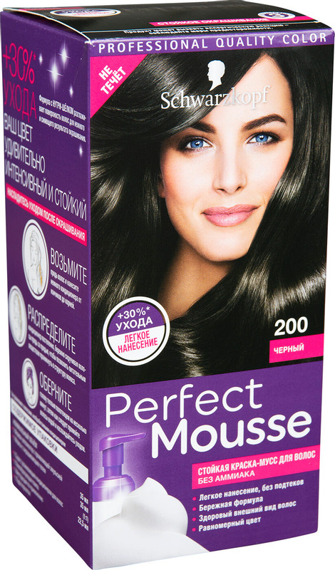 Краска-мусс для волос Perfect Mousse чёрный 200, 92.5мл — фото 3