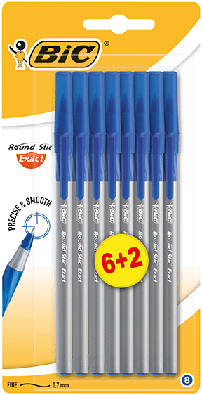Ручки Bic Round Stic Exact шариковые синие, 4шт + 2шт в подарок — фото 3