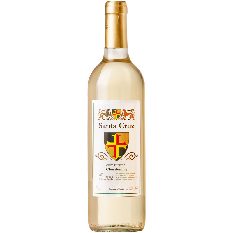 Вино Santa Cruz Шардоне белое сухое 11.5%, 750мл