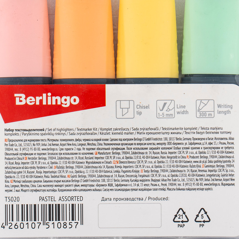 Набор Berlingo Textline HP200 текстовыделителей, 4 цвета — фото 3