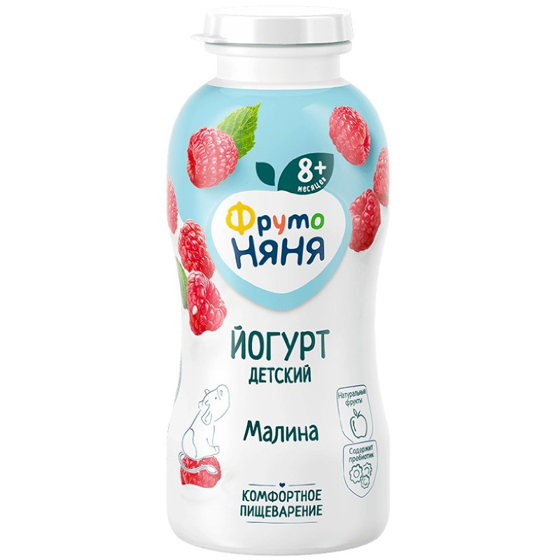Йогурт ФрутоНяня с малиной питьевой обогащенный пребиотиком 2,5%, 200г