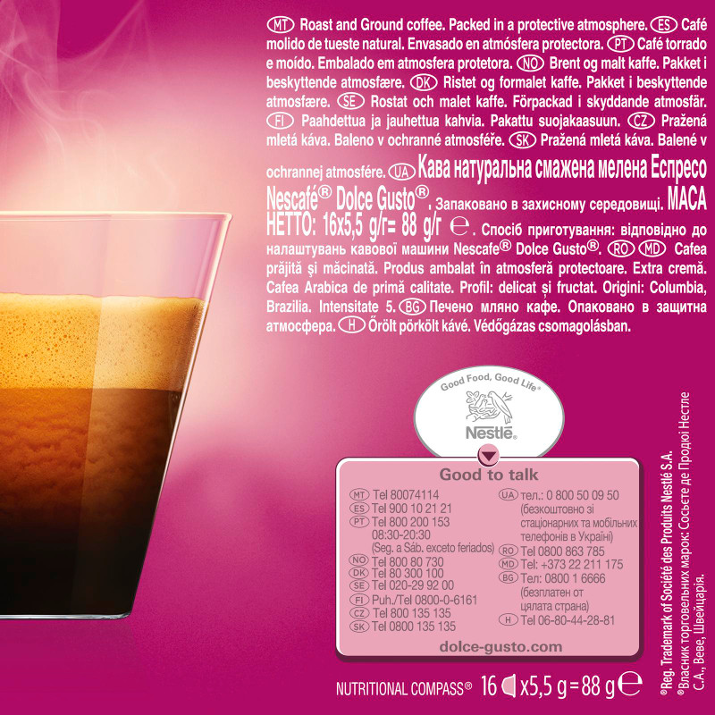 Кофе в капсулах Nescafé Dolce Gusto эспрессо натуральный жареный молотый, 16x5.5г — фото 2