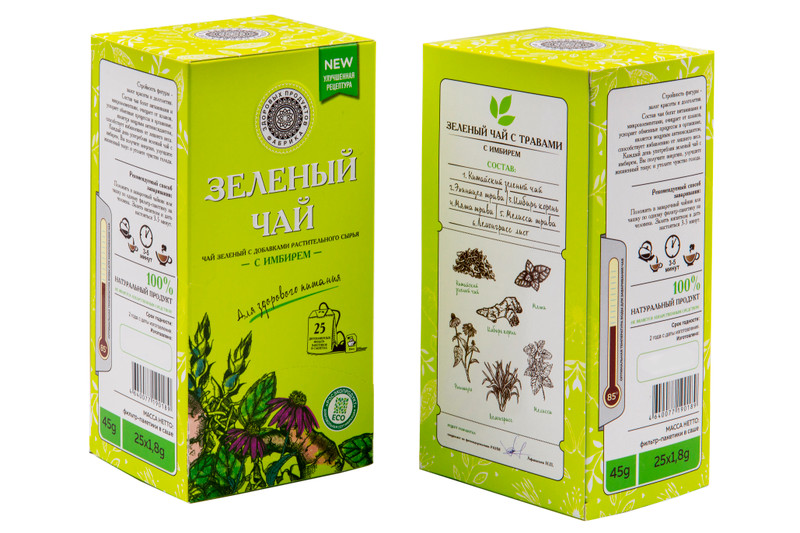 Чай Фабрика Здоровых Продуктов зелёный с имбирём, 25x1.8г — фото 3