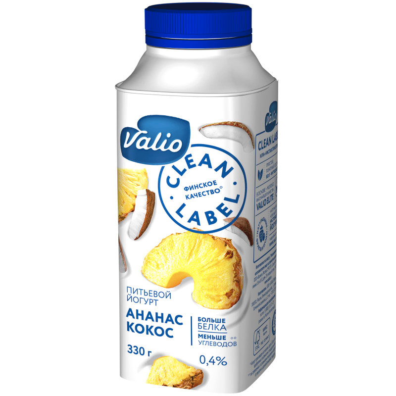 Йогурт Viola питьевой с ананасом и кокосом 0.4%, 330мл — фото 1