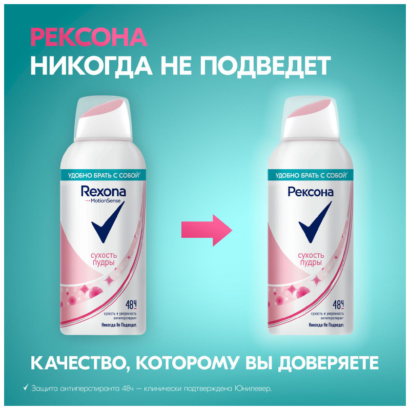 Антиперспирант Rexona сухость пудры, 100мл — фото 1