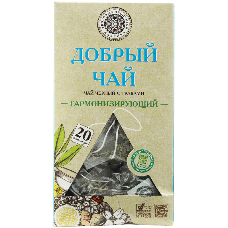 Чай Фабрика Здоровых Продуктов Добрый гармонизирующий в пирамидках, 20x1.8г — фото 1