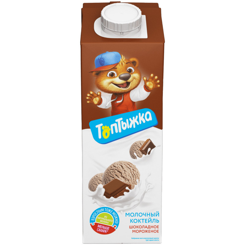Коктейль Топтыжка молочный со вкусом шоколадного мороженого 2%, 950мл — фото 1