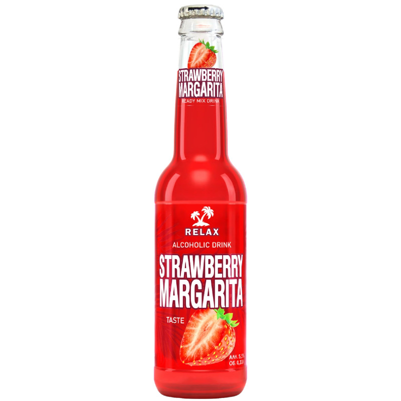 Пивной напиток Relax Strawberry Margarita нефильтрованный осветленный пастеризованный 5,5%, 330мл