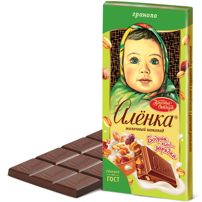 Шоколад молочный Алёнка Бодрая подзарядка с гранолой, 90г — фото 1