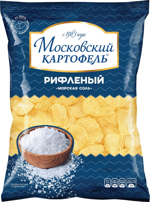 Картофельные чипсы Московский Картофель с йодированной морской солью хрустящий, 130г — фото 2