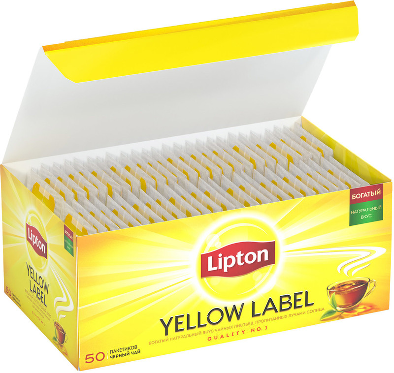 Чай Lipton Yellow Label чёрный в пакетиках, 50х2г — фото 3