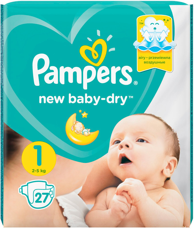 Подгузники Pampers New baby-Dry р.1 2-5кг, 27шт — фото 1