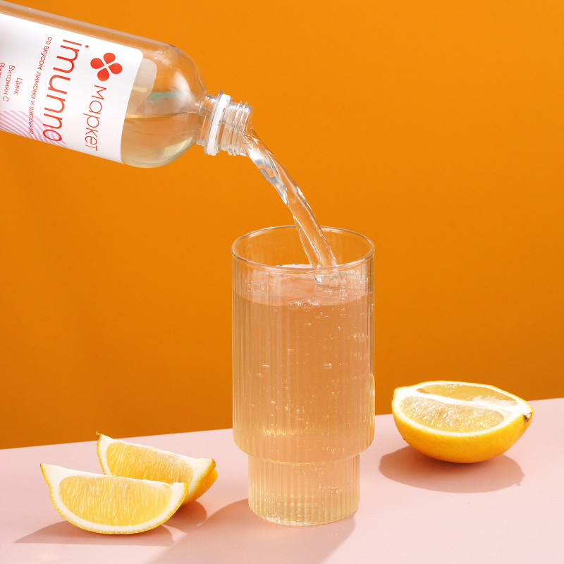 Напиток Imunno со вкусом лимона и шиповника витаминизированный негазированный Маркет, 500мл — фото 2