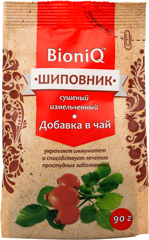 Добавка в чай BioniQ шиповник сушёный, 90г — фото 2
