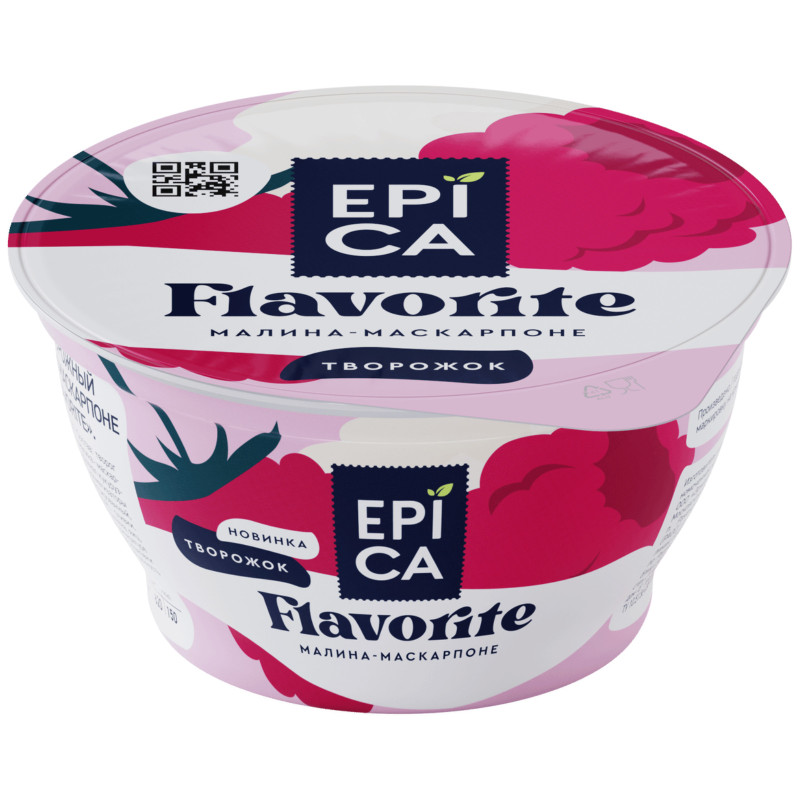 Десерт Epica Flavorite творожный с малиной и маскарпоне 7.7%, 130г