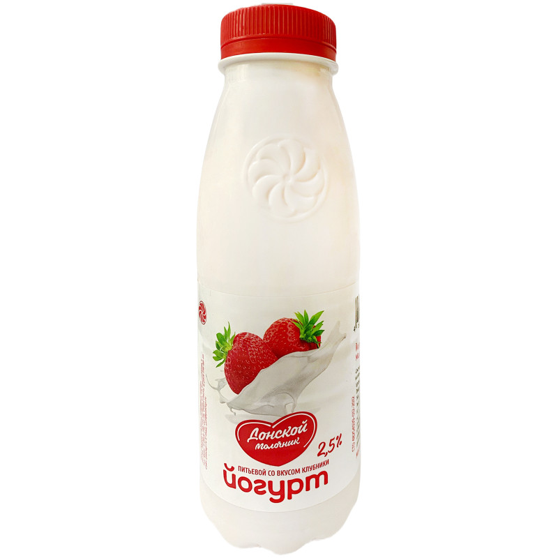 Йогурт Донской Молочник со вкусом клубники питьевой 2.5%, 300мл