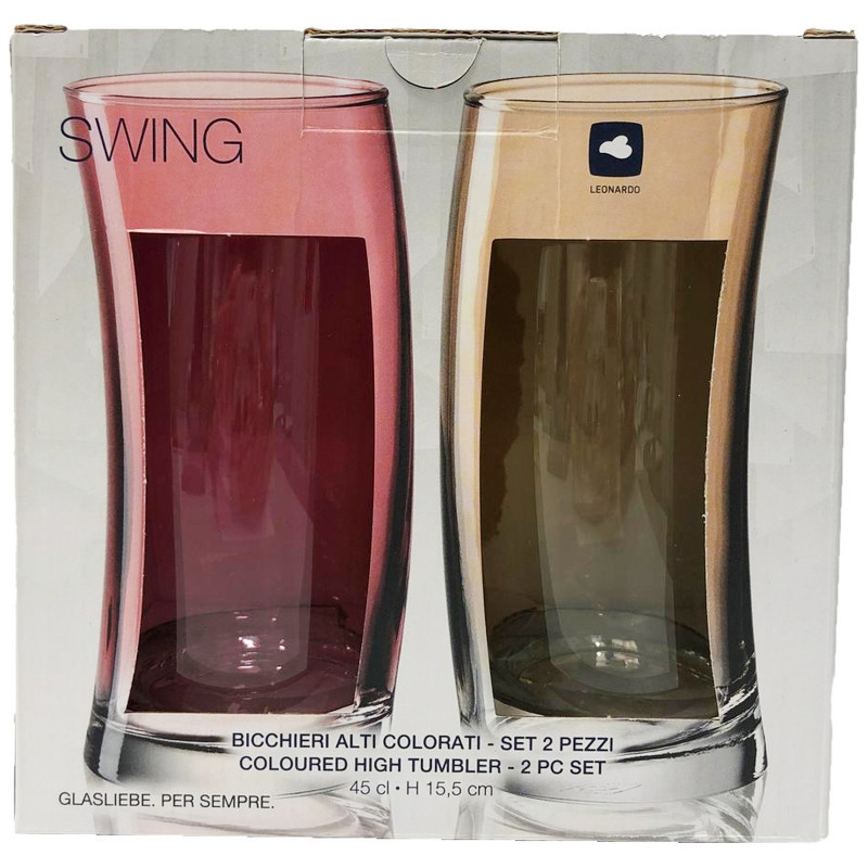 Набор бокалов Leonardo Swing рубиновый и шампань 2 шт, 450мл — фото 2
