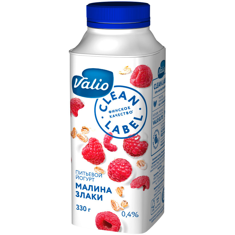 Йогурт Viola питьевой малина-злаки 0.4%, 330мл — фото 1