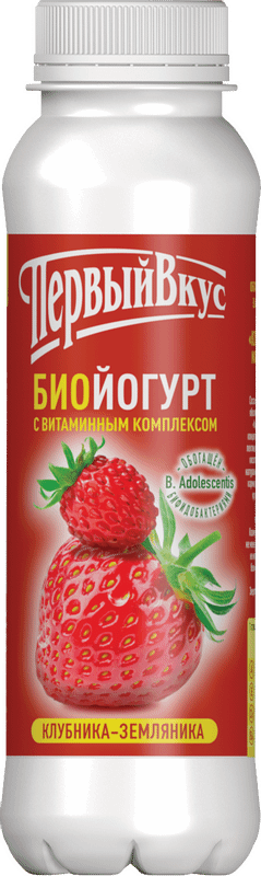 Биойогурт Первый Вкус Клубника-Земляника обогащенный 2,5%, 270г — фото 2