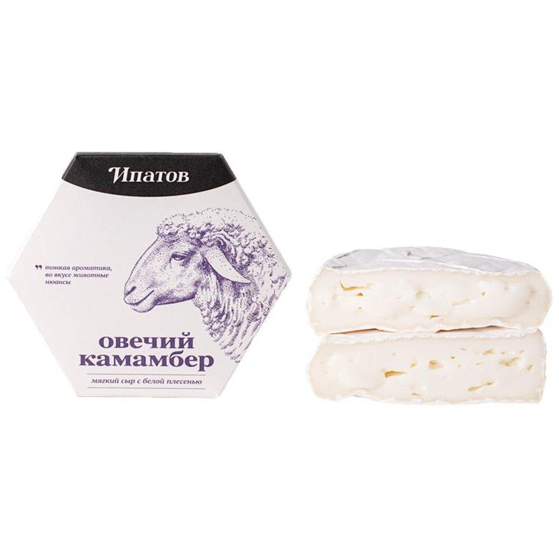 Сыр мягкий Ипатов Мастерская Сыра овечий камамбер с белой плесенью 60%, 125г — фото 2