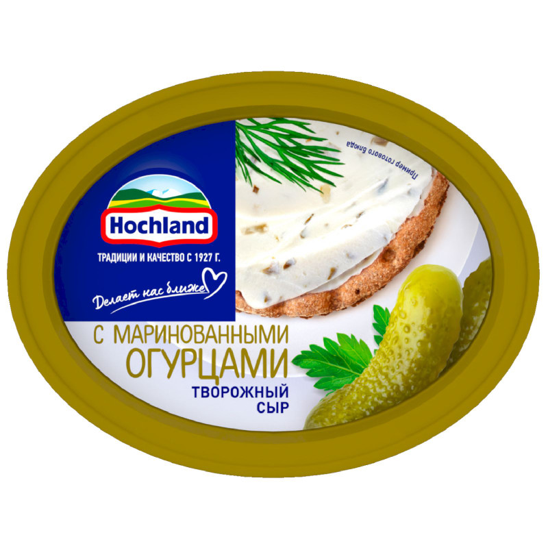 Сыр творожный Hochland с маринованными огурцами 60%, 140г